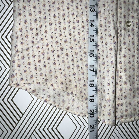 Girl’s Vintage Shirt Sz 12 Little Flowers Pointed Collar Button Down SS Spring - Picture 8 of 9